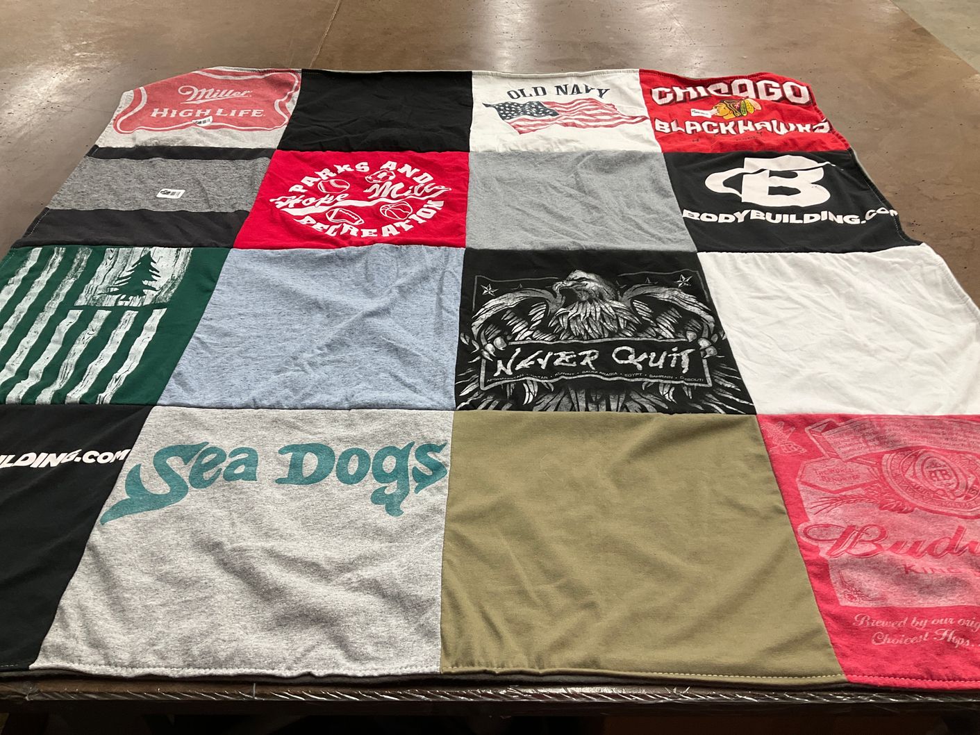 T-shirt quilt featuring chicago blackhawks by Laure from IL