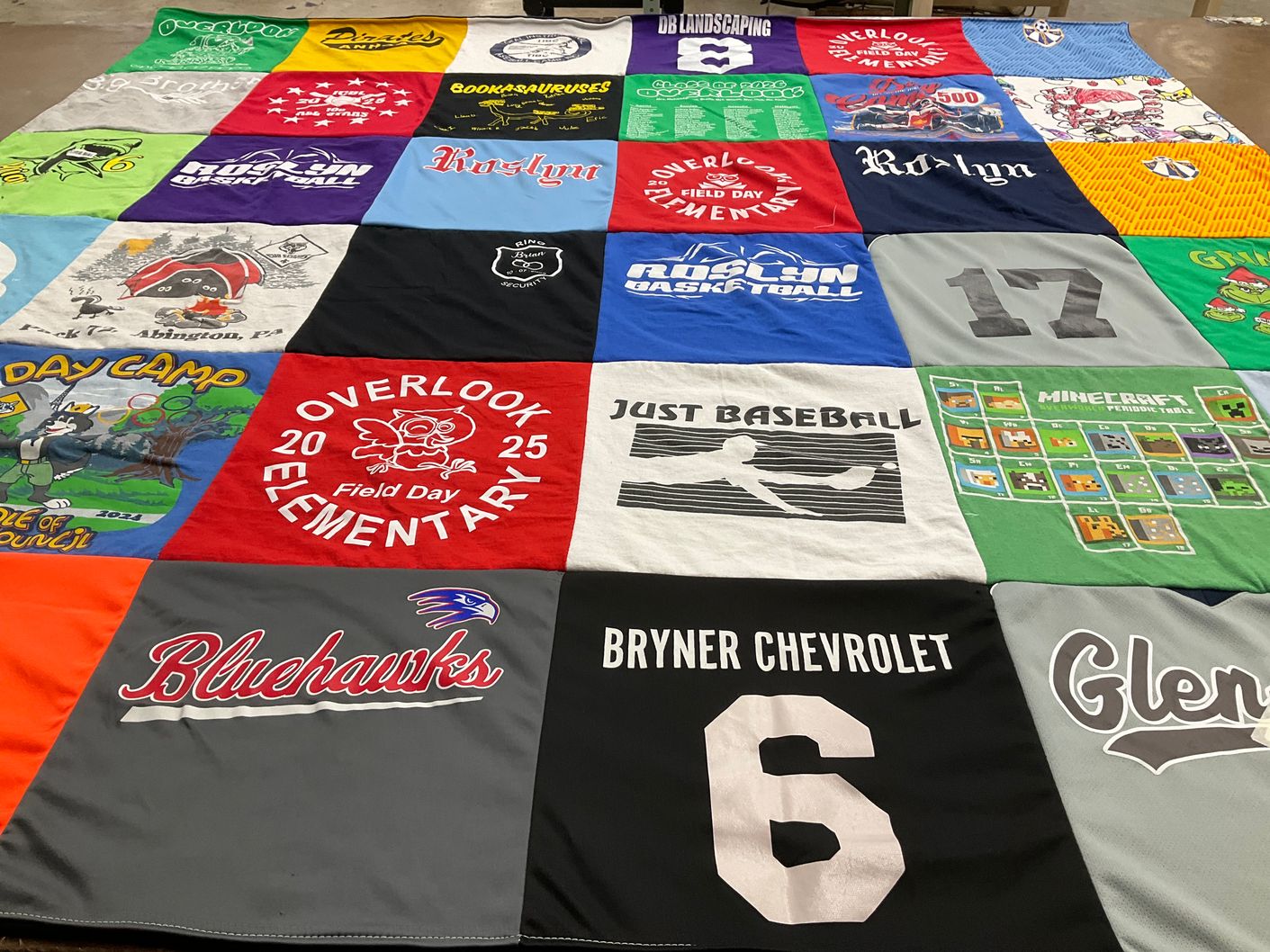 T-shirt quilt featuring bluehawks by Cheryl from PA
