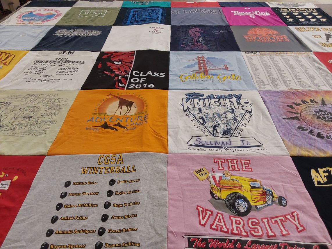 T-shirt quilt from barney high school by Dora from NY