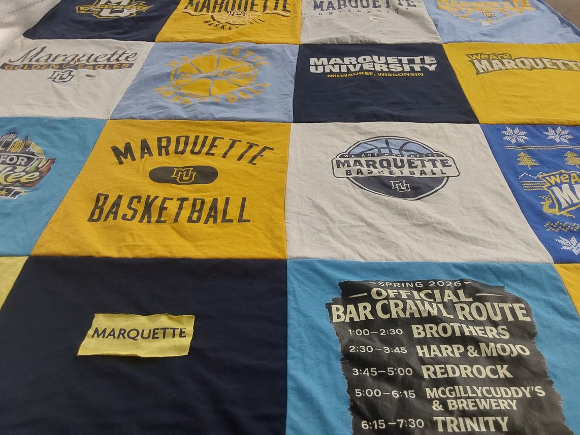 T-shirt quilt featuring marquette basketball by Jamie from WI
