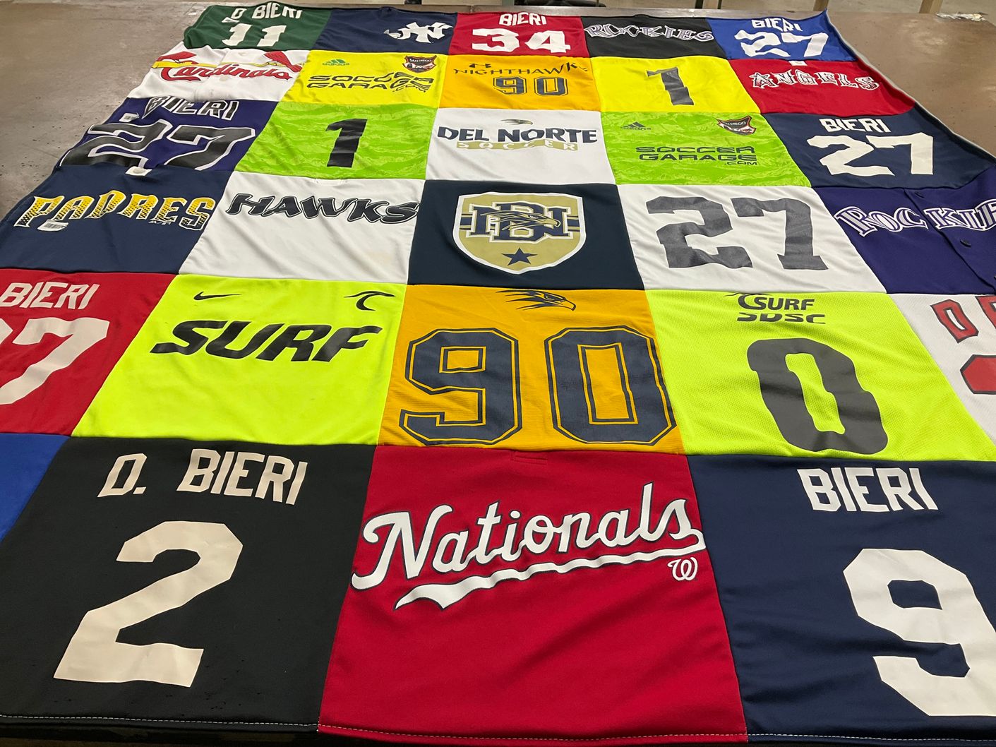 T-shirt quilt featuring san diego padres, washington nationals by Melissa from CA