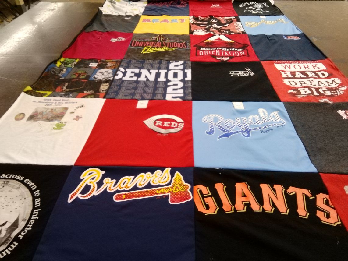 T-shirt quilt featuring atlanta braves, kansas city royals by Jessica from GA