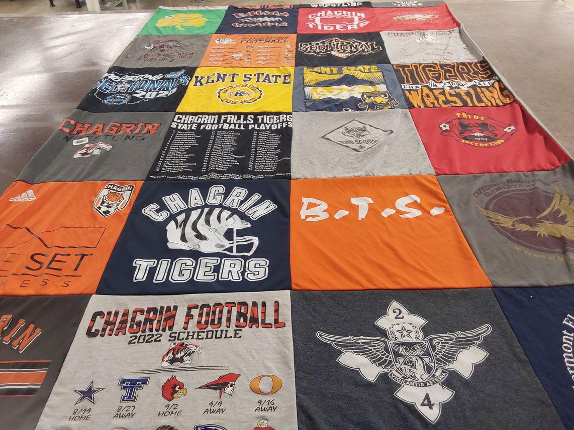 T-shirt quilt featuring chagrin tigers by Melissa from OH