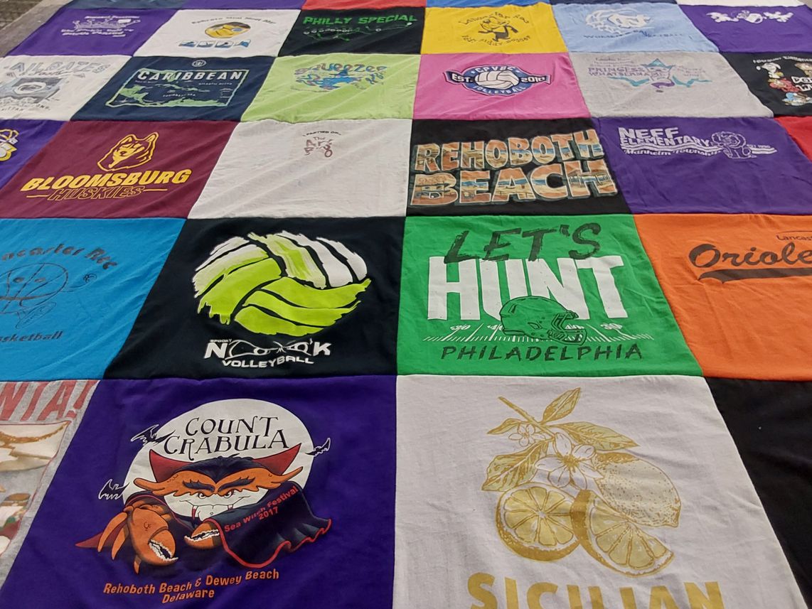 T-shirt quilt featuring nassau volleyball by Vicki from PA