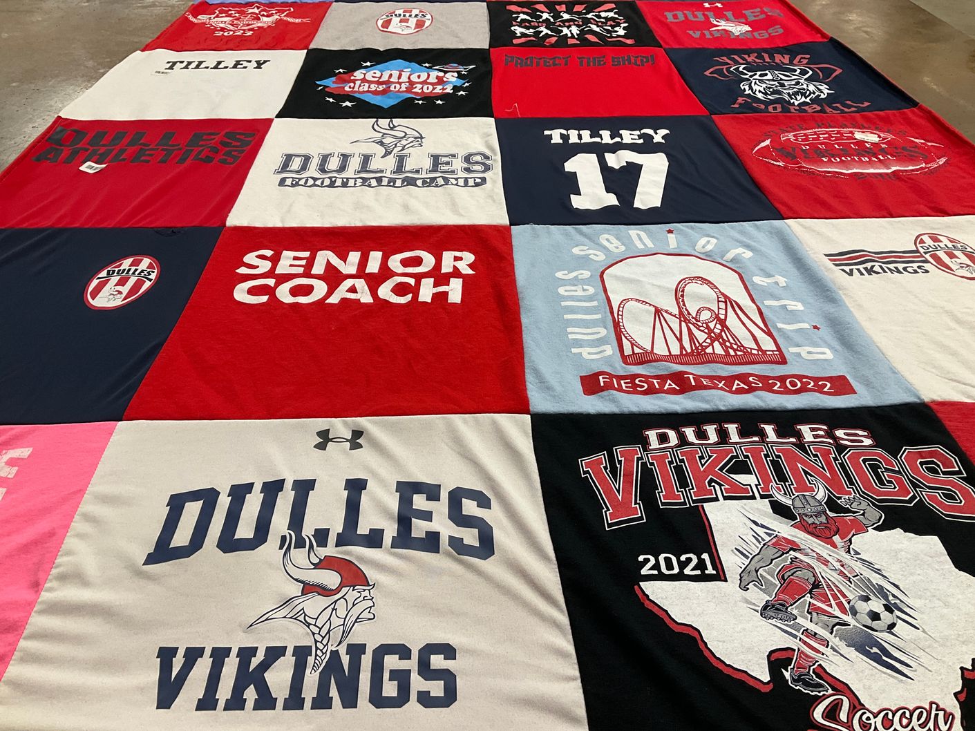 T-shirt quilt featuring dulles vikings by Andrea from TX
