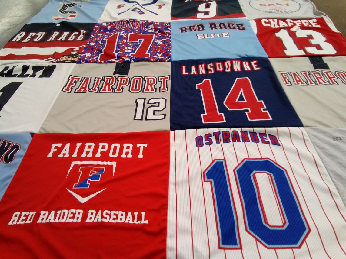 T-shirt quilt featuring fairport red raiders by Erin from NY