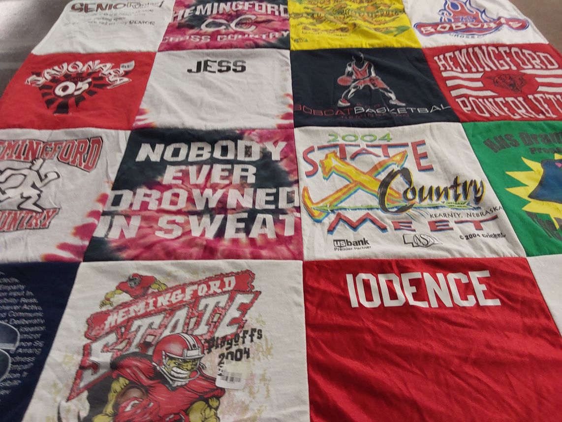 T-shirt quilt featuring hemingford bobcats by Brian from NE