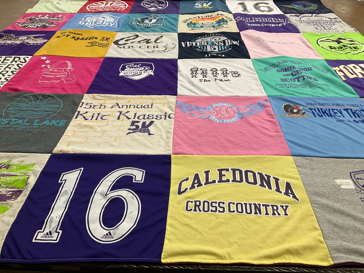 T-shirt quilt featuring caledonia cross country by Kathryn from MI