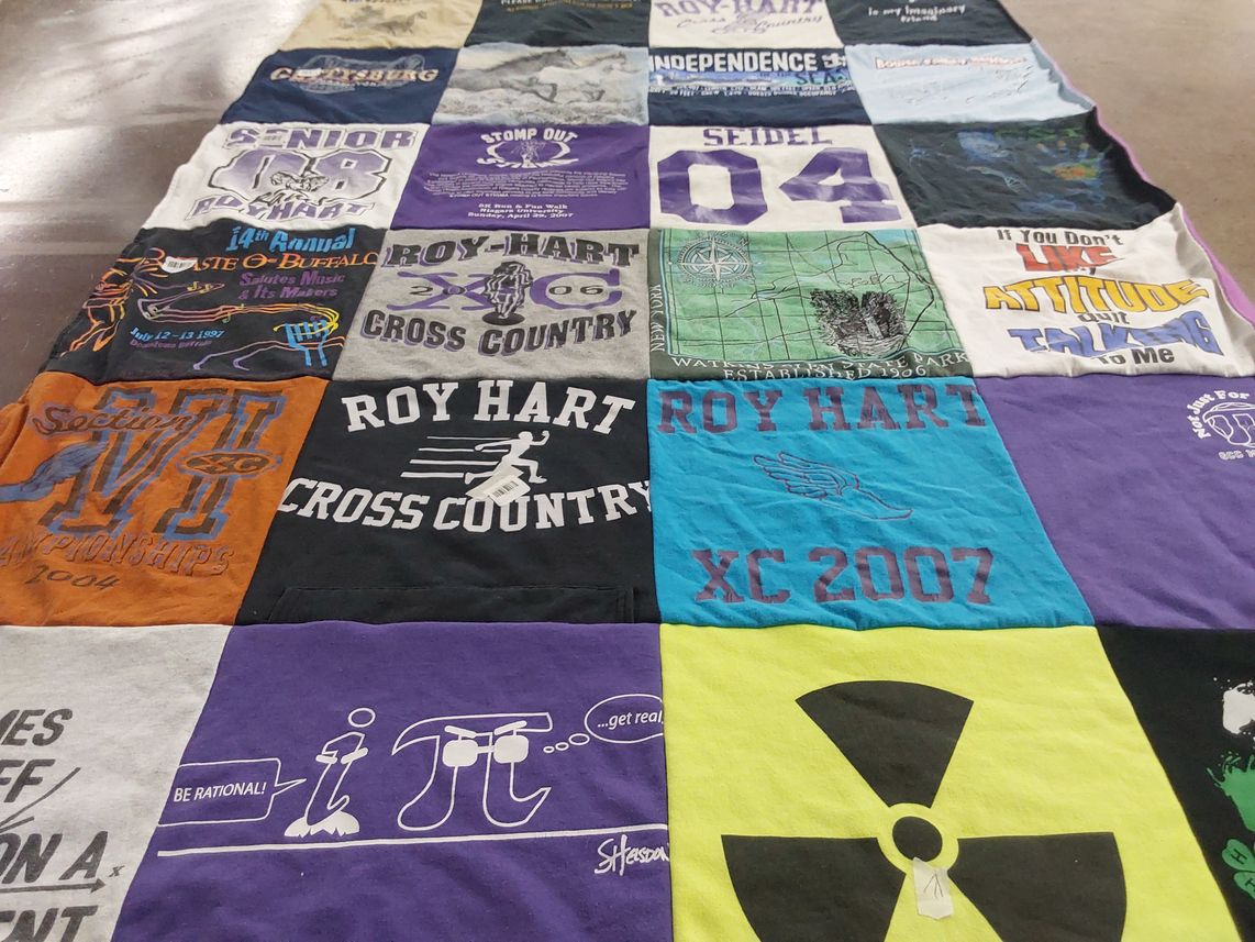 T-shirt quilt featuring roy hart cross country by Brittany from NY