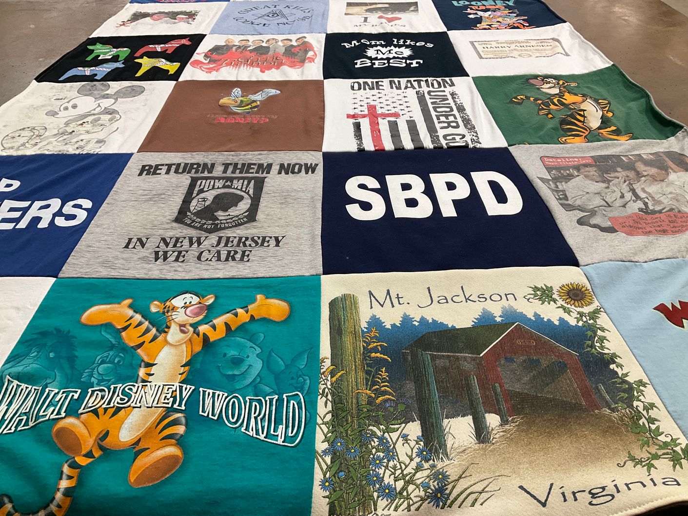 T-shirt quilt with disney, history themes by Audree from MD