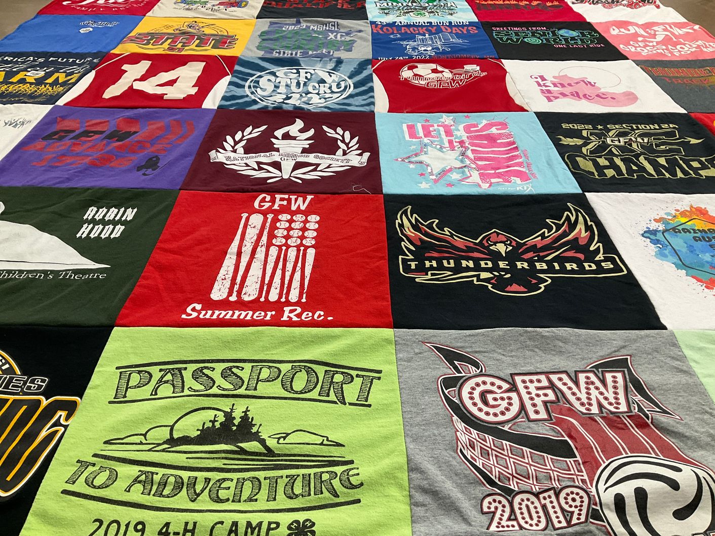 T-shirt quilt featuring thunderbirds by Susie from MN