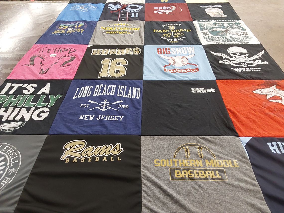 T-shirt quilt featuring southern middle baseball by Susan from NJ