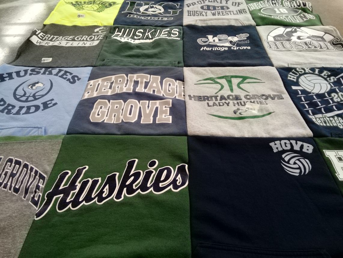 T-shirt quilt featuring heritage grove huskies, heritage grove lady huskies by Rose from IL