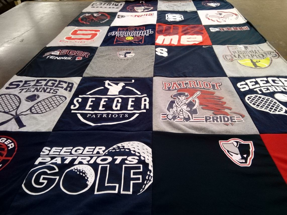 T-shirt quilt featuring seeger patriots by Brooke from IN