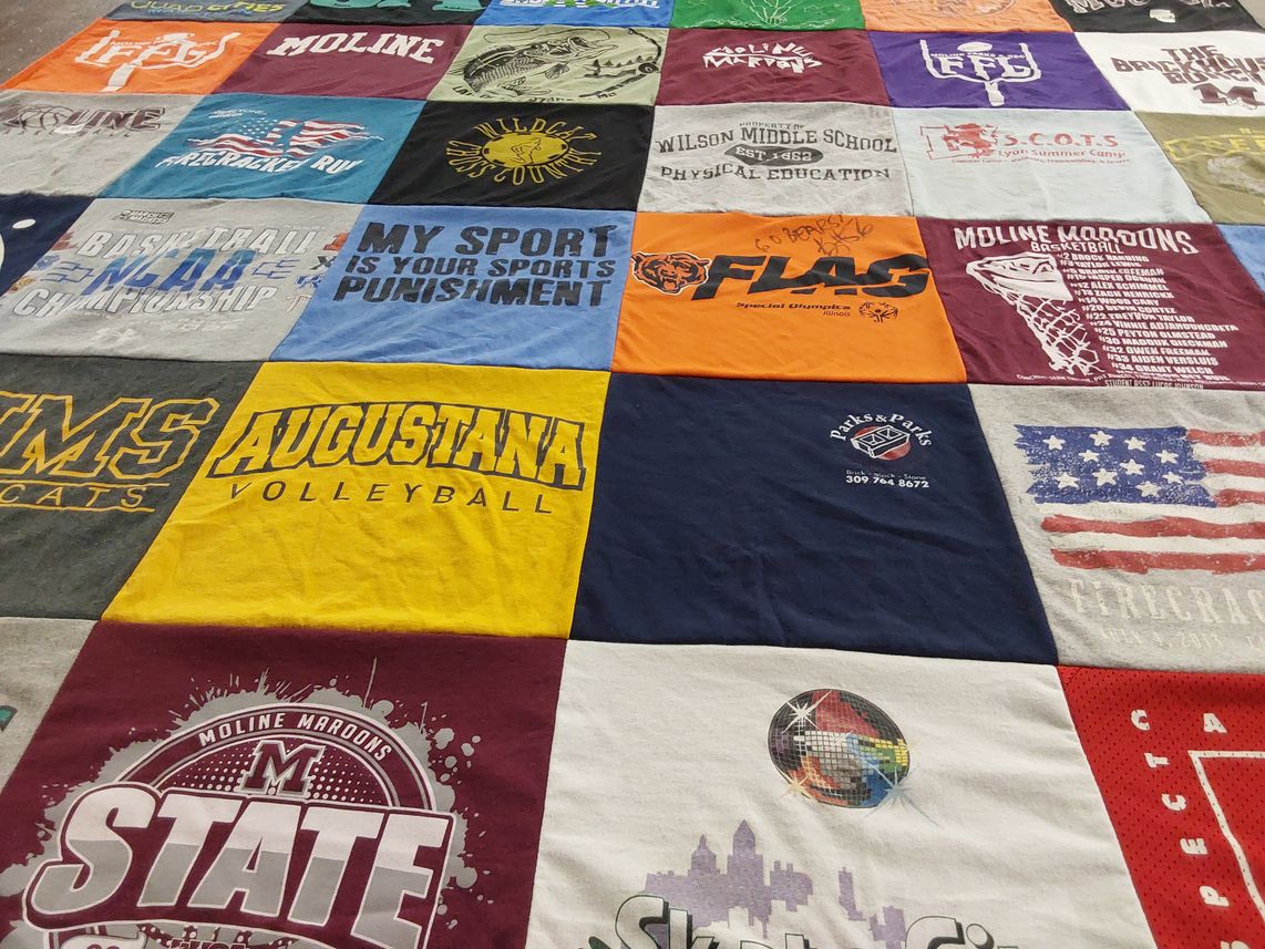 T-shirt quilt featuring moline maroons, augustana volleyball by Michelle from IL
