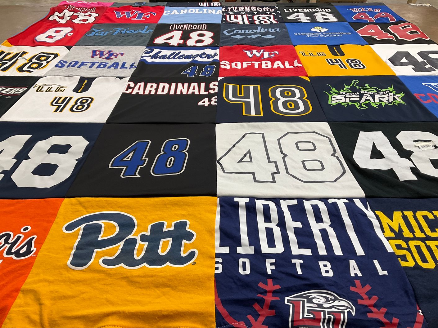 T-shirt quilt from liberty university, pittsburgh university by Joel from NC