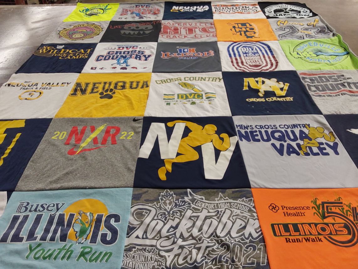T-shirt quilt featuring nequa valley cross country team, dv cross country team by Joanne from MO