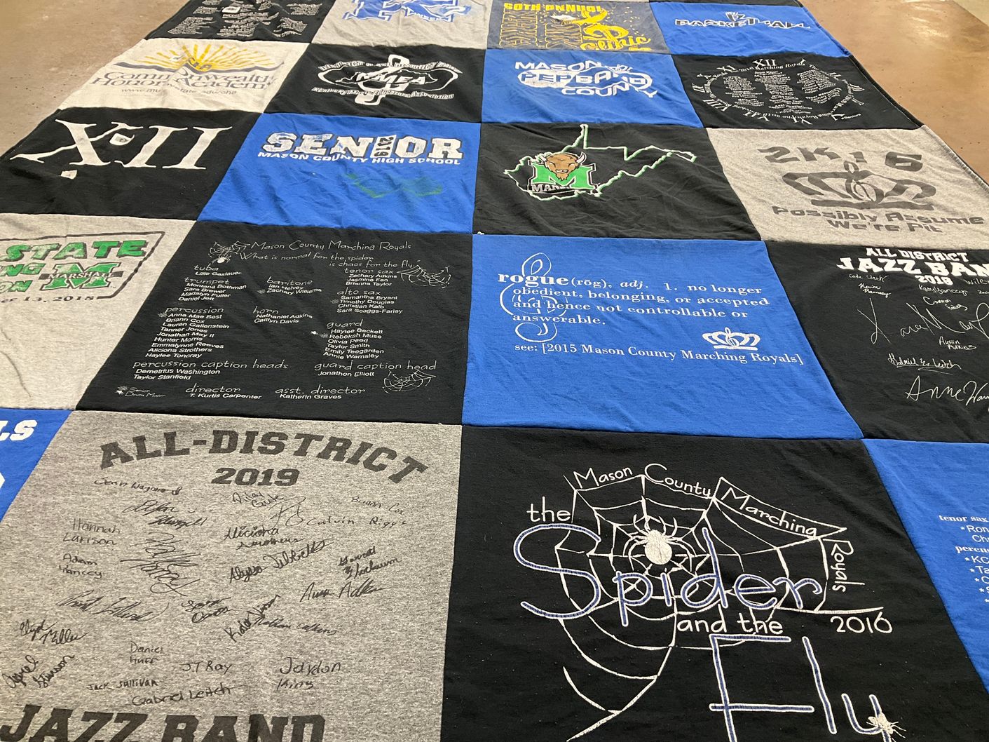 T-shirt quilt from mason county high school by Haylee from KY