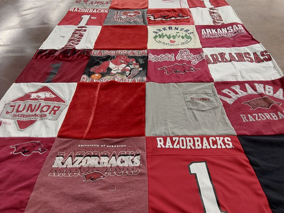 T-shirt quilt featuring razorbacks by April from PA