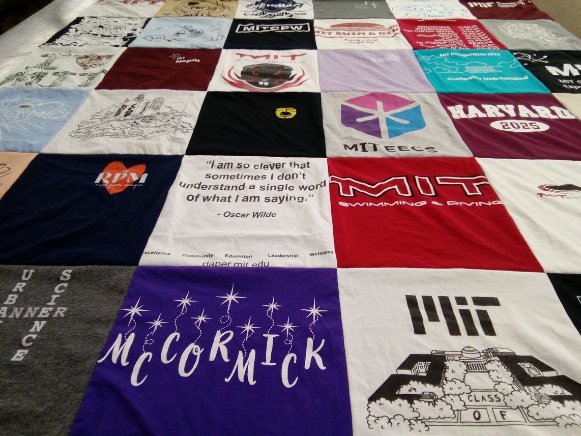 T-shirt quilt featuring massachusetts institute of technology swimming and diving by Kristi from AL