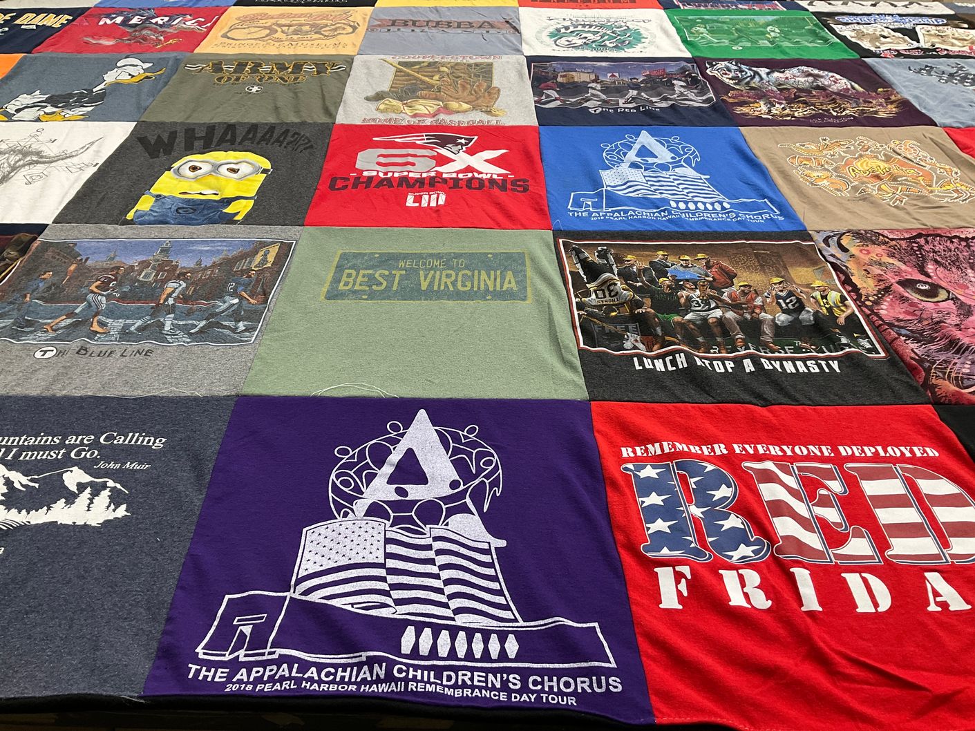 T-shirt quilt with outdoor activities, sports themes by Paul from VA