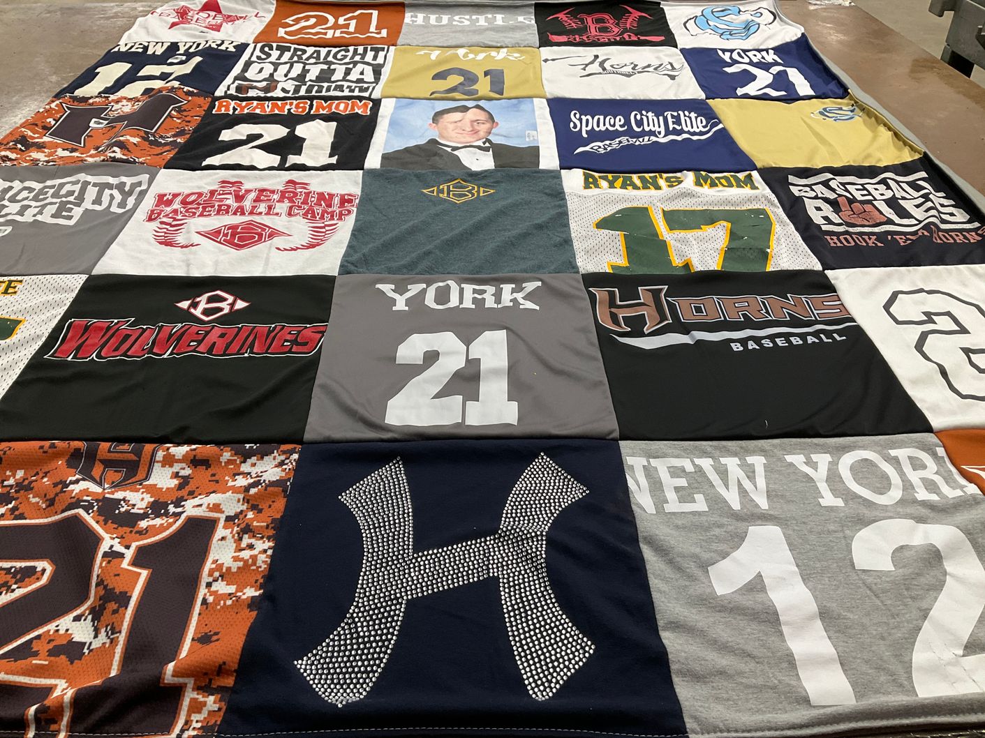 T-shirt quilt featuring horns baseball, wolverines baseball by Briana from TX