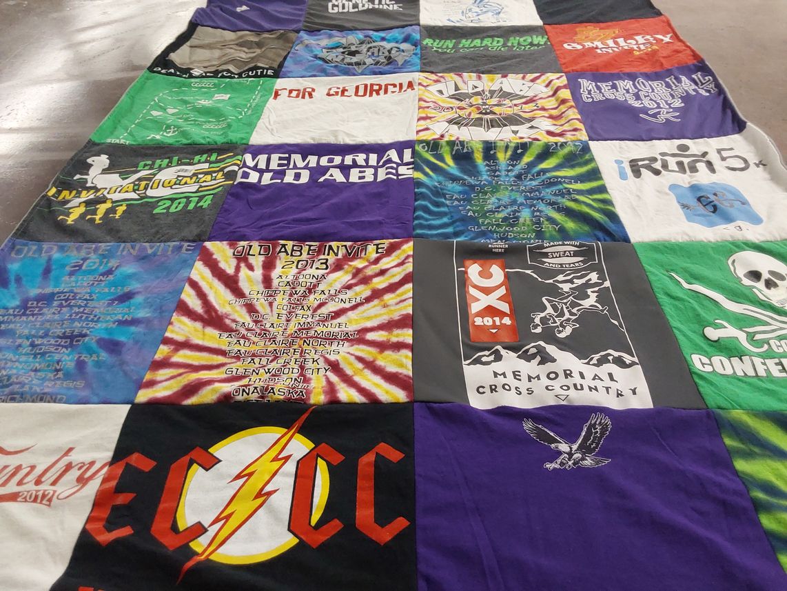 T-shirt quilt featuring memorial cross country team by LORI from WI