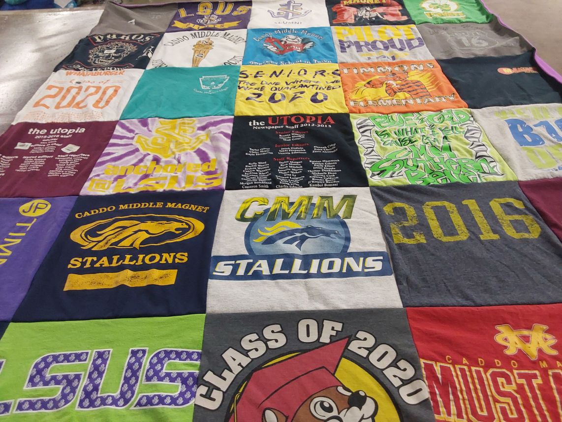 T-shirt quilt featuring caddo middle magnet stallions by Kaitlyn from LA