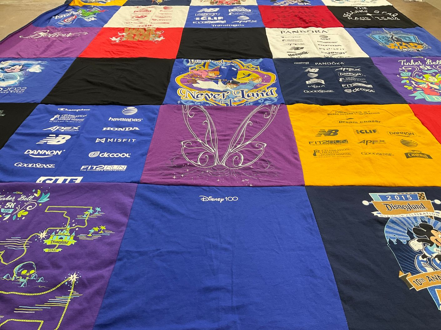 T-shirt quilt with disney, marathons themes by Cheryl from CA