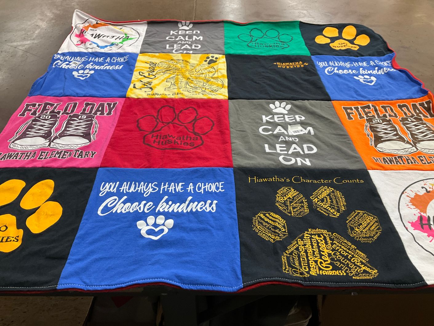 T-shirt quilt featuring hianwatha huskies by Lena from NY