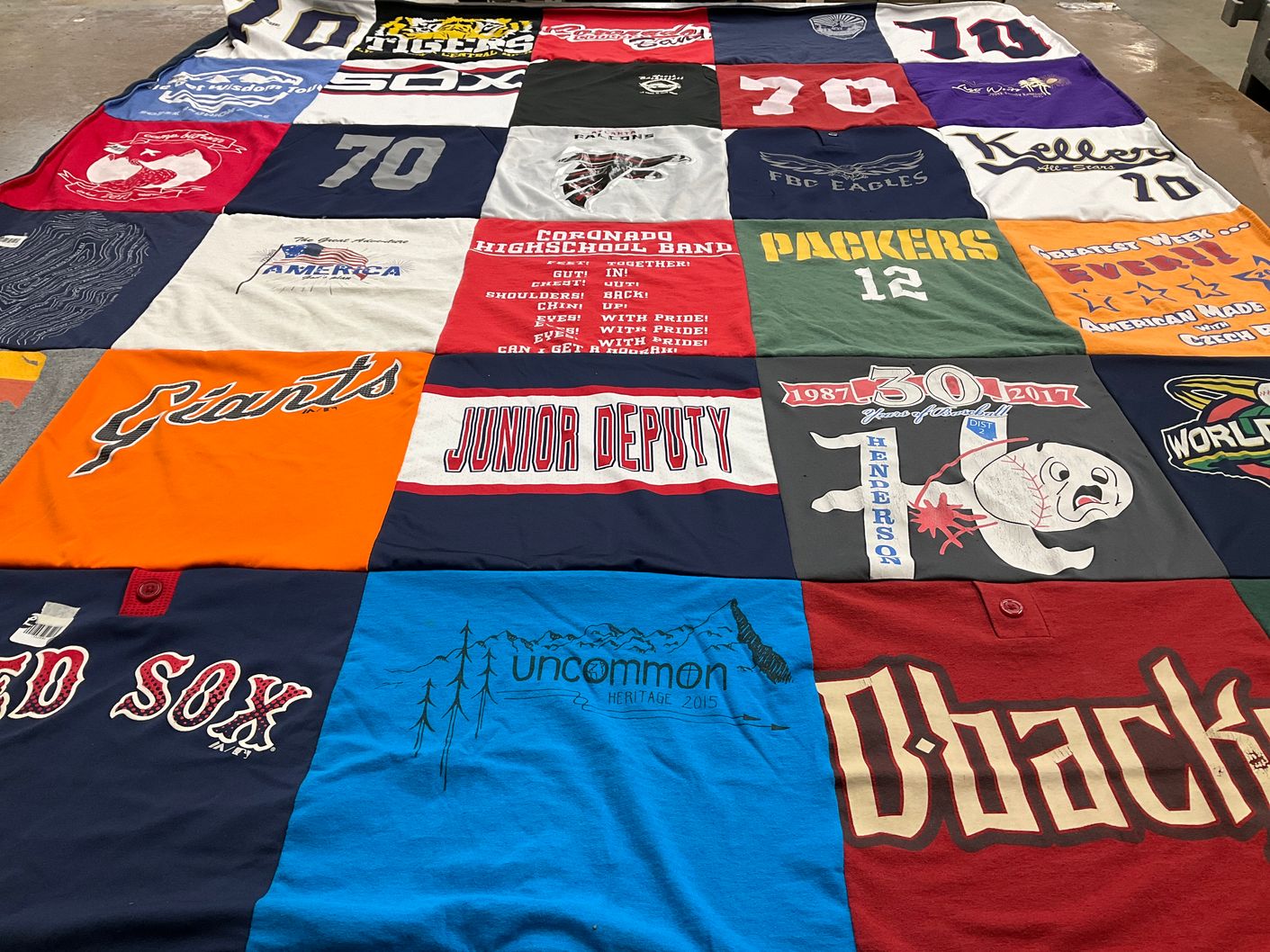 T-shirt quilt featuring san francisco giants, green bay packers by Sarah from NV