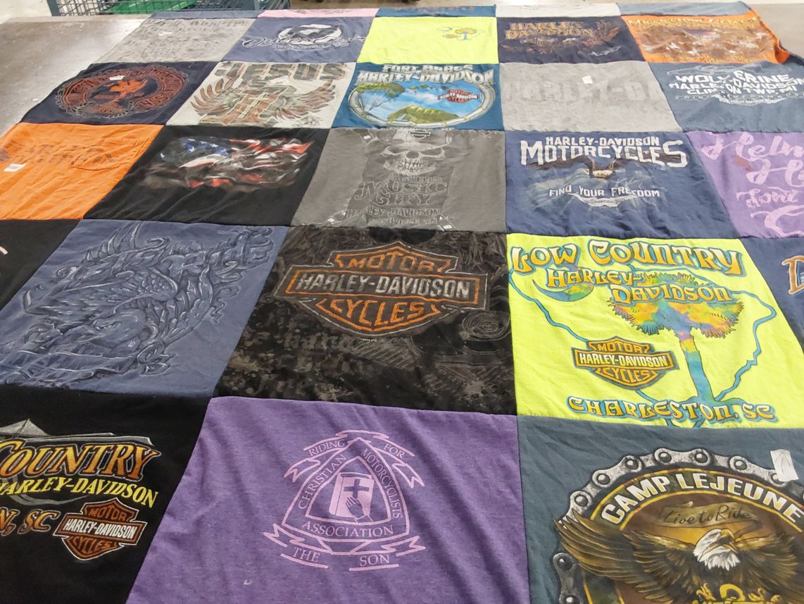 T-shirt quilt with motorcycles themes by Michelle from NC