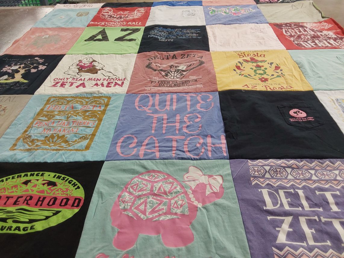 T-shirt quilt with sorority, greek life themes by Amelia from GA