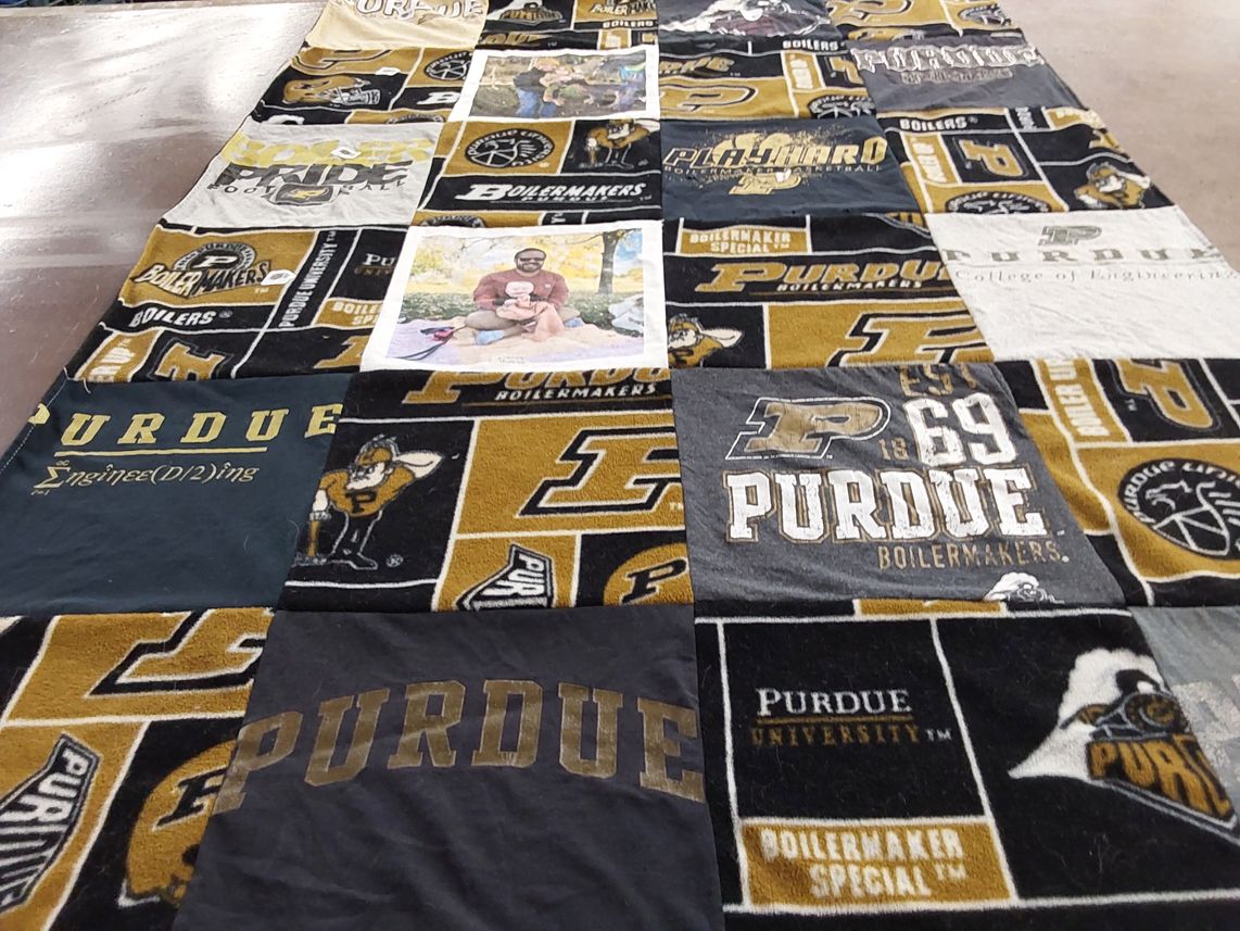T-shirt quilt featuring purdue university boilermakers by Carly from CO