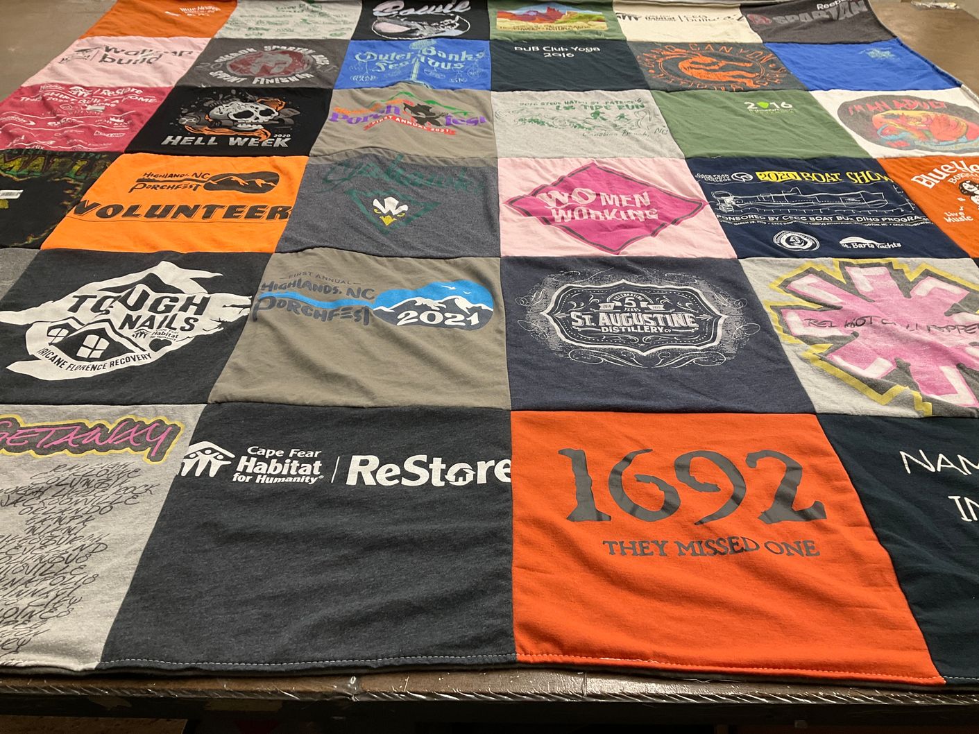T-shirt quilt with community service, philanthropy themes by Audra from NC