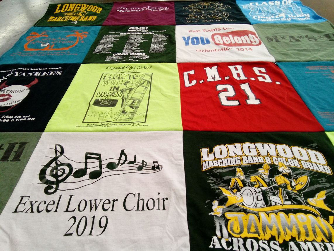 T-shirt quilt from longwood high school, five towns college by Michelle from NY