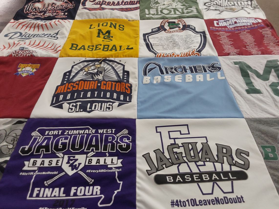 T-shirt quilt featuring fort zumwalt west jaguars, missouri gators by Anna from MO