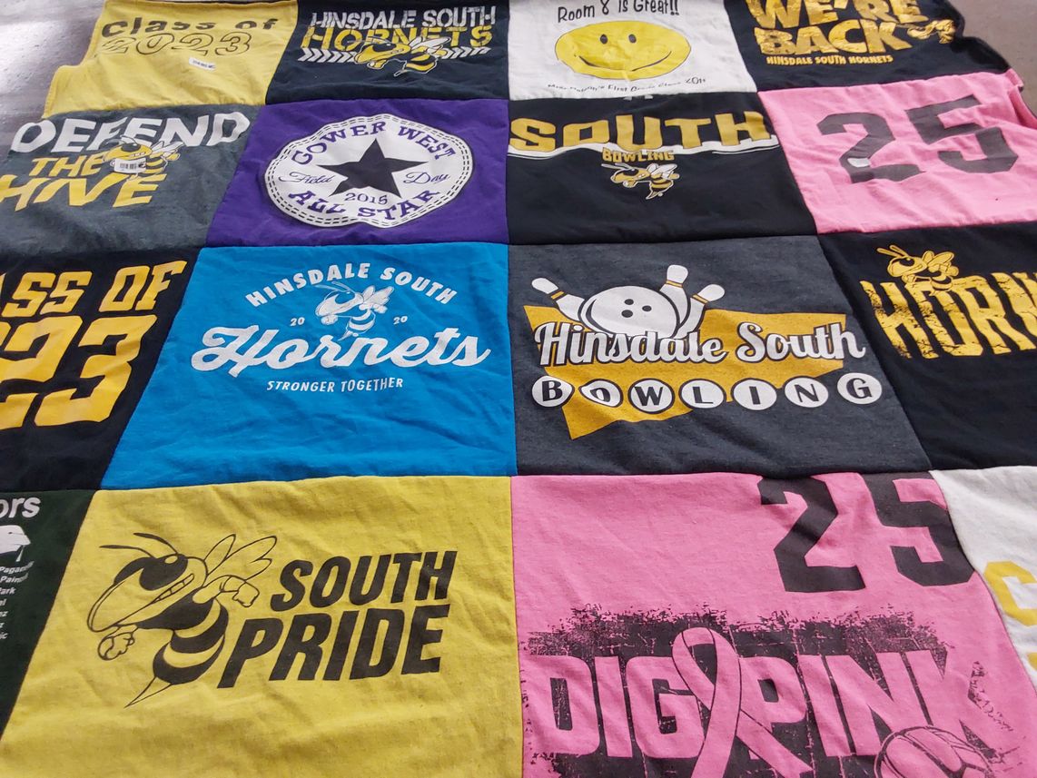 T-shirt quilt featuring hinsdale south hornets by Lynn from IL