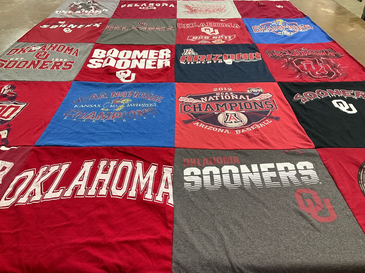 T-shirt quilt featuring oklahoma sooners by Heather from AR