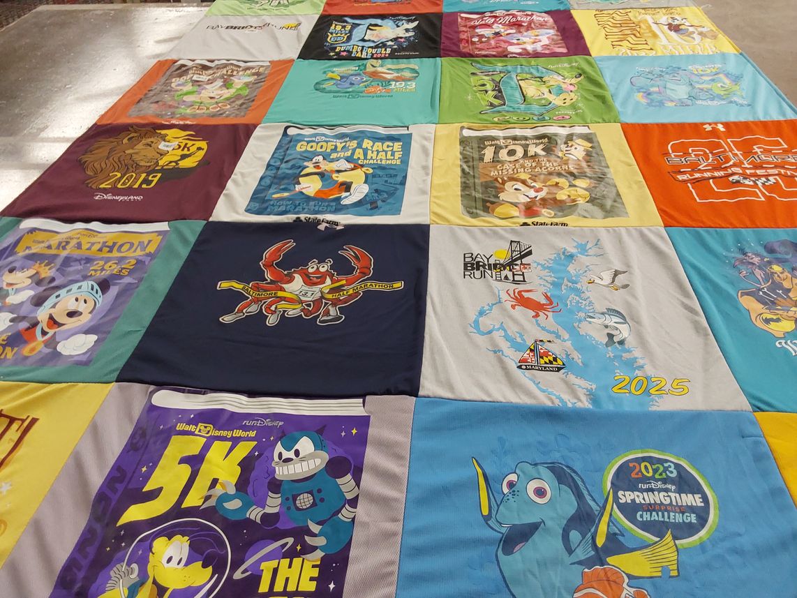 T-shirt quilt with running, marathons themes by TERESA from MD