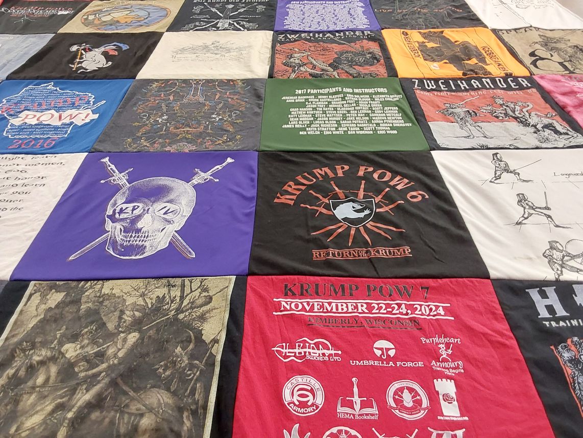 T-shirt quilt with hema, historical european martial arts themes by Charles from IL
