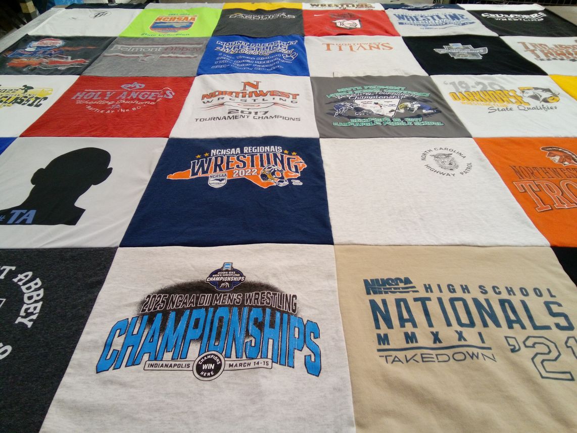 T-shirt quilt from belmont abbey college, northern guilford high school by Erin from NC