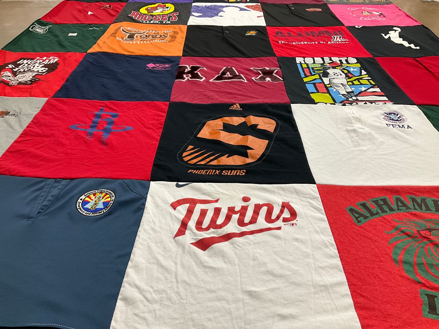 T-shirt quilt featuring houston rockets, minnesota twins by Irasema from AZ