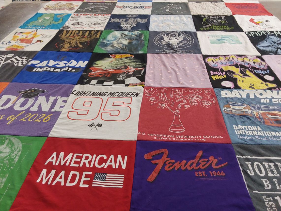 T-shirt quilt featuring payson indians by Amy from IL