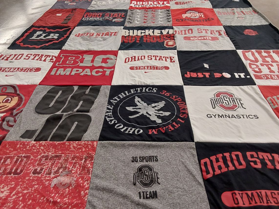 T-shirt quilt featuring ohio state university gymnastics by Kaitlyn from OH
