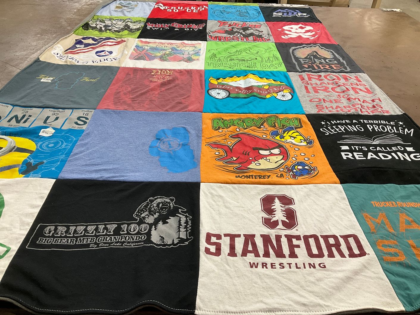 T-shirt quilt from stanford university by Ethel from UT
