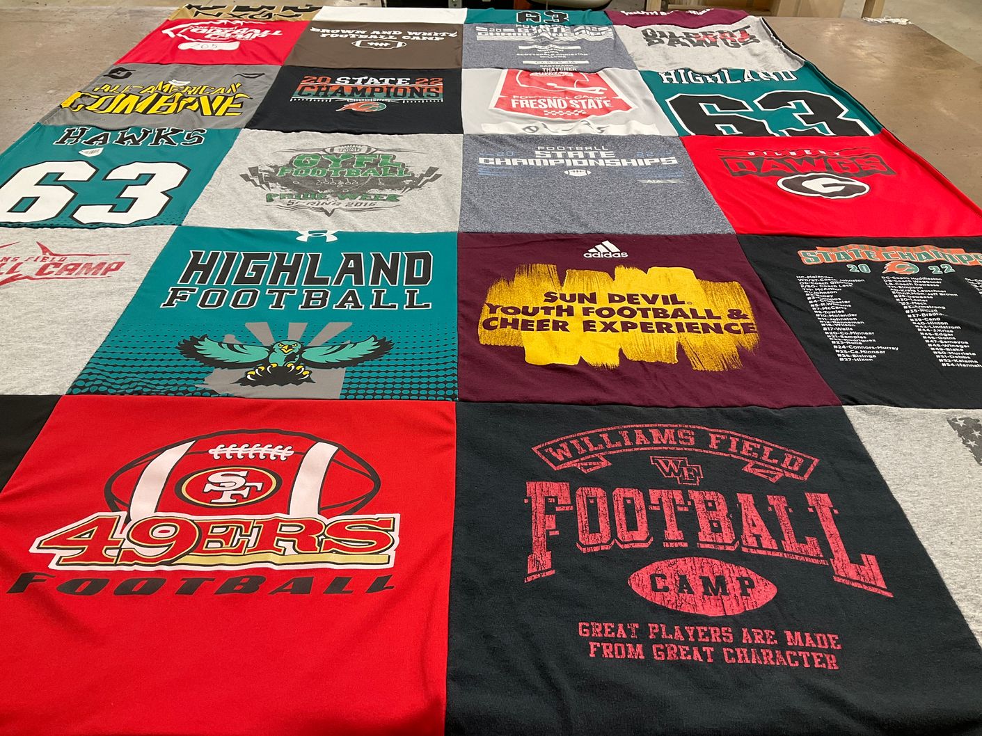T-shirt quilt featuring san francisco 49ers, highland football by Kristen from AZ