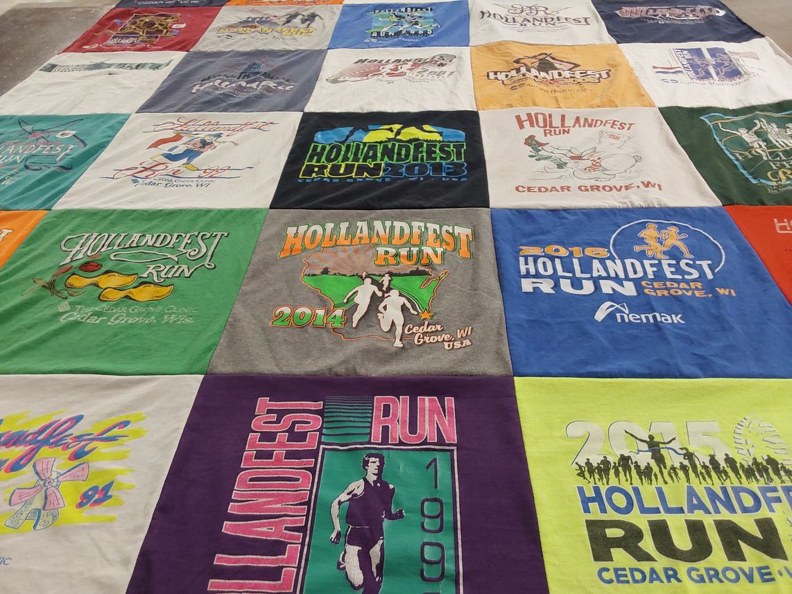 T-shirt quilt with running, festivals themes by Jeffrey from WI