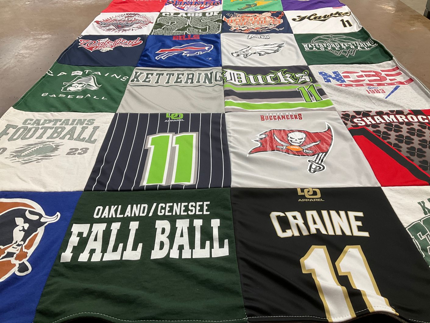 T-shirt quilt featuring saginaw valley state university, waterford captains by Damian from MI