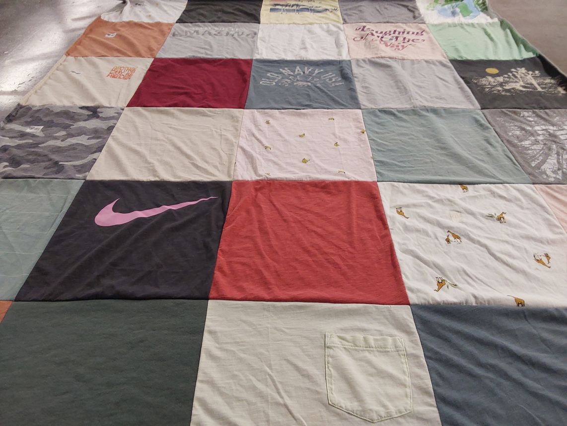 T-shirt quilt with outdoors, sports themes by Katrina from NJ